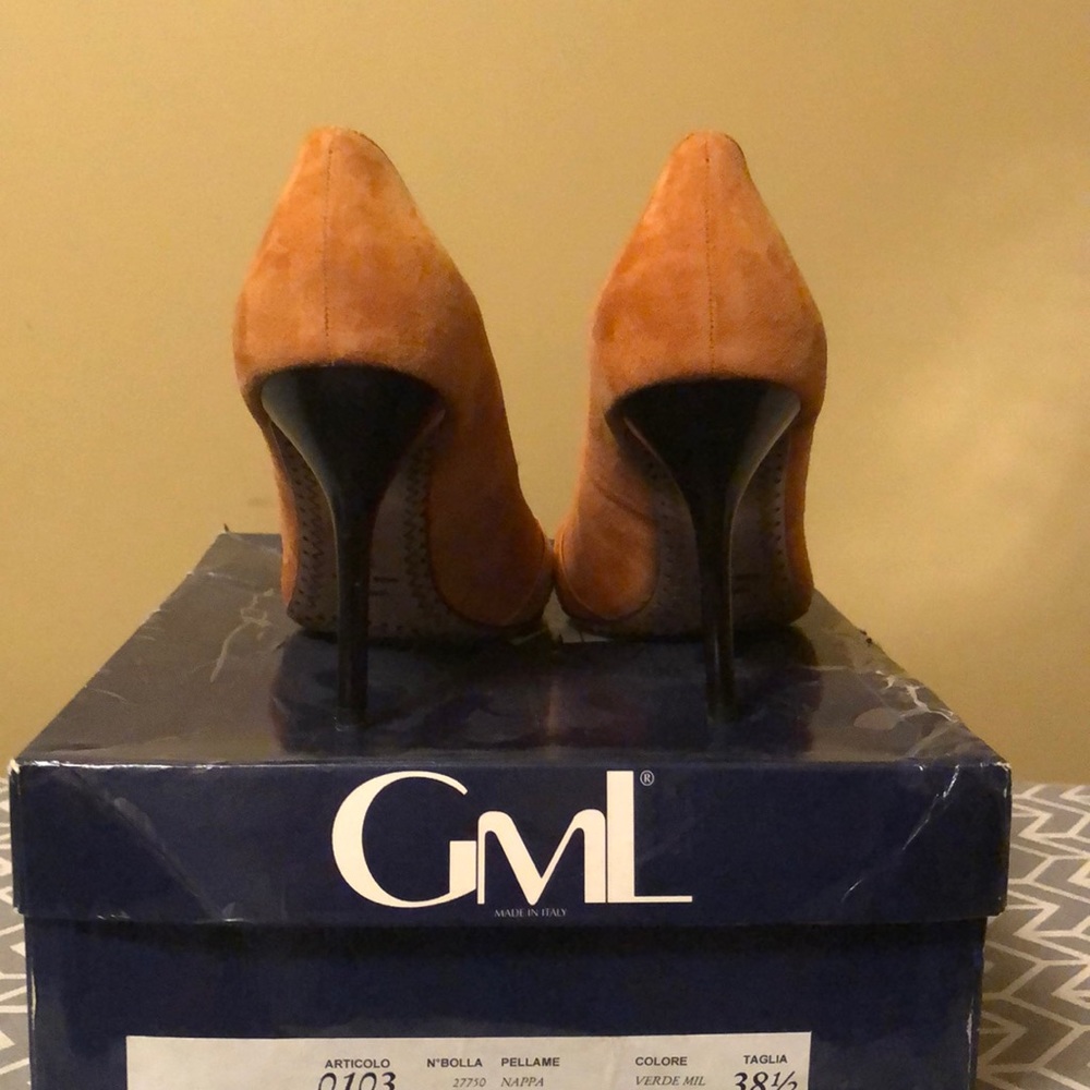 NWT GIANMARCO LORENZI RUST SUEDE HEELS SIZE 7 - Picture 6 of 9